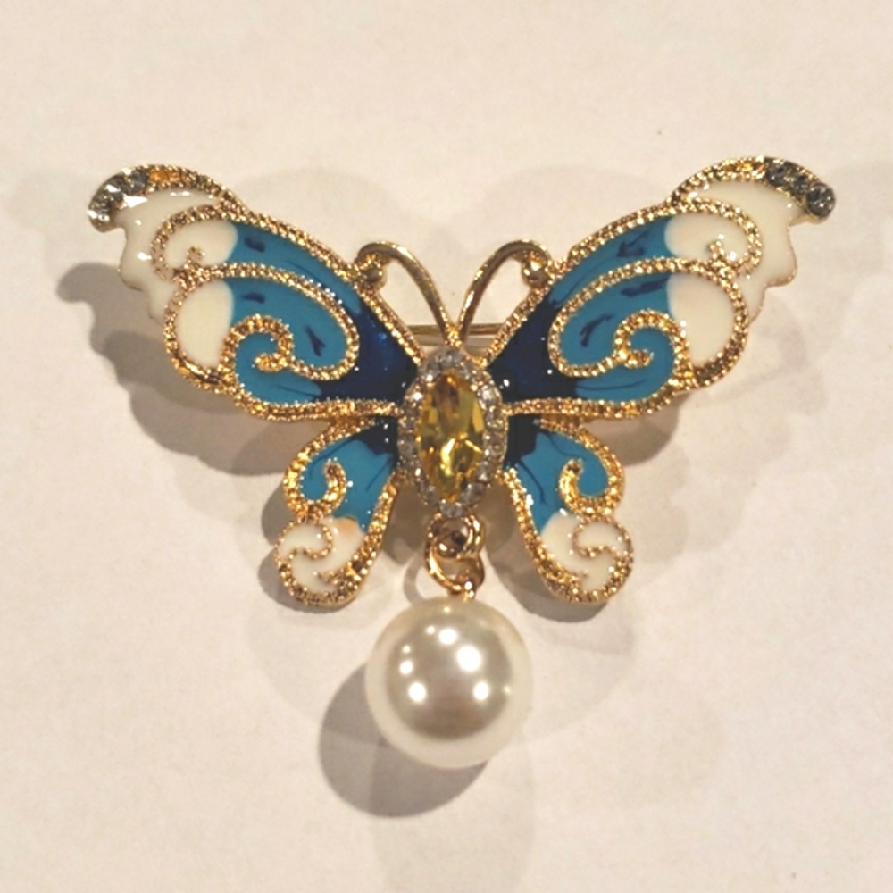 Butterfly Rhinestone Brooch Pin